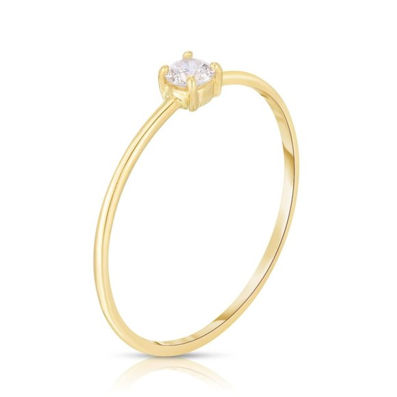 Single Round Diamond Ring In 14k Gold - Picture 6 of 7